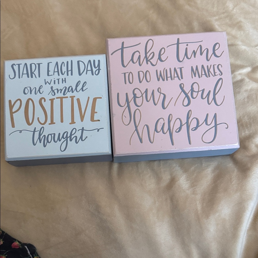 Inspirational Wood Block Signs - Pink & Light Blue